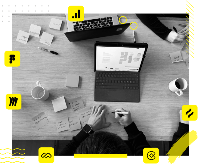Atelier UX avec les logos des outils utilisés par l'agence UX Design Paris
