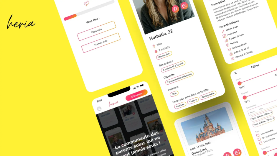 Maquettes UX Heria